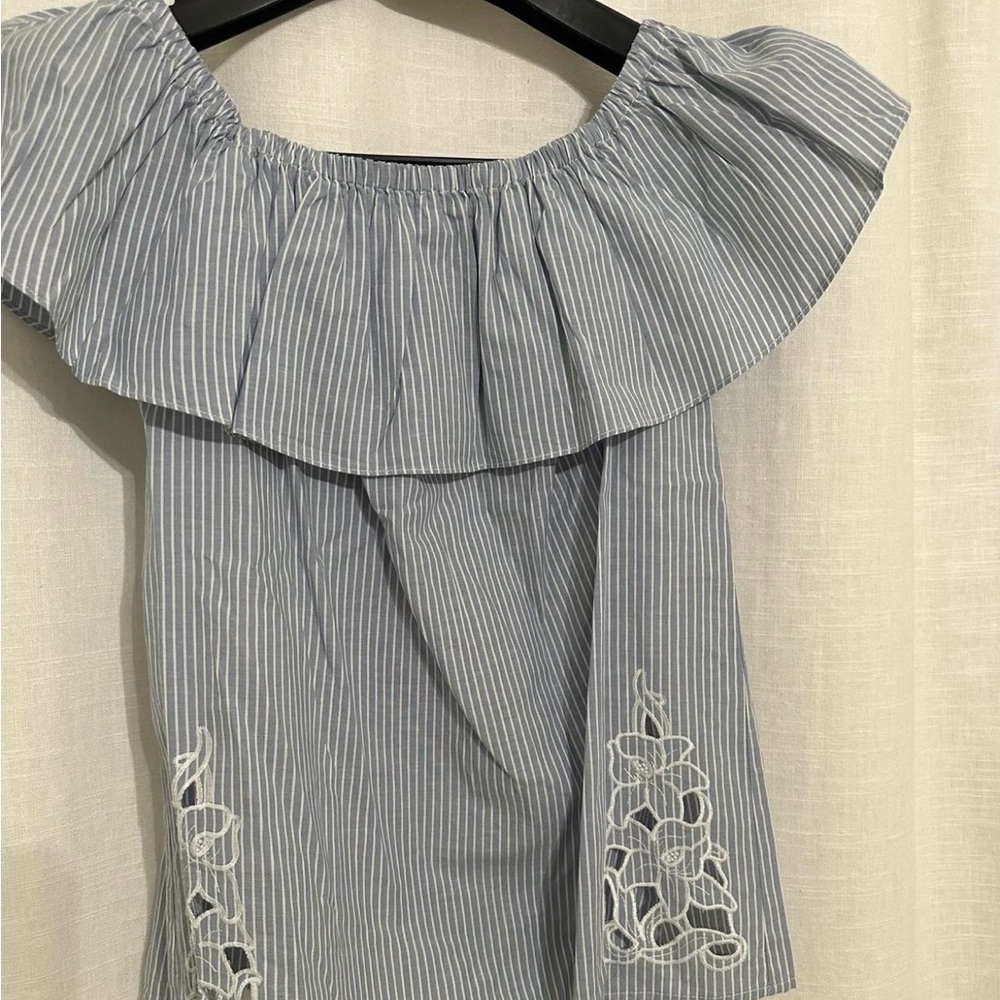 Striped Off-Shoulder Top - Blue